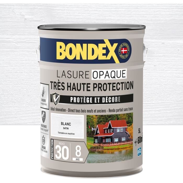 Very high protection opaque stain - Satin white - BONDEX - 5 L