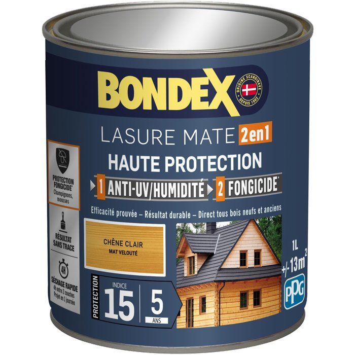 BONDEX 2 in 1 Satin High Protection Stain 5 years - Light oak