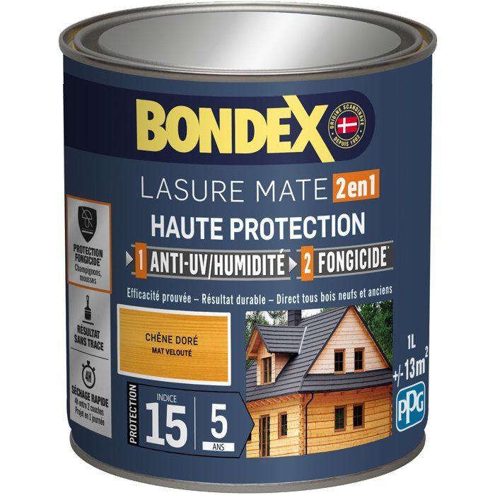 BONDEX 2 in 1 Satin High Protection Stain 5 years - Golden Oak