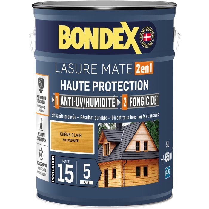 2 in 1 High Protection Stain - Light Oak Satin - BONDEX - 5 L