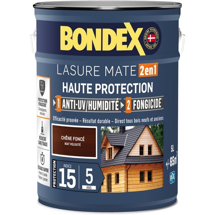 2 in 1 High Protection Stain - Dark Oak Satin - BONDEX - 5 L