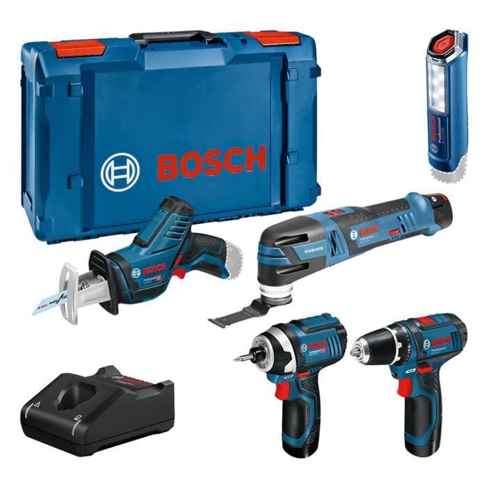 Bosch Professional 5-TOOL KIT: GSR 12V15 + GOP 12V28 + GDR 12V105 + GSA 12V14 + GLI 12V300 + 3x2.0Ah + Charger, XLBoxx-0615990N1D