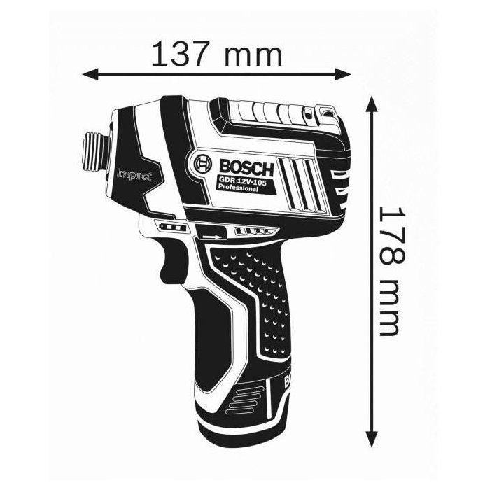 Bosch Professional GDR 12V-105 impact screwdriver + 2 2.0Ah batteries + LBOXX - 06019A6977