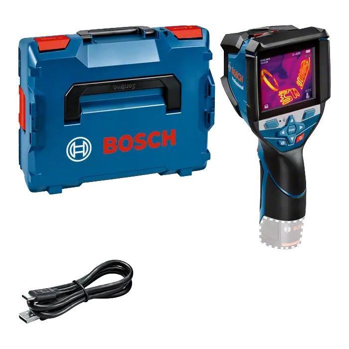 Bosch Professional GTC 600 C thermal imaging camera with 12V 2.0Ah battery, quick charger, USB-C cable, shim, in L-Boxx - 0601083500