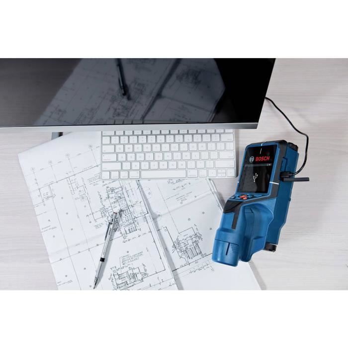 Bosch Professional D-Tect 200 C wall detector with 1 x 12V 2.0Ah battery, charger, USB-C cable, wrist strap, in L-Boxx - 0601081601
