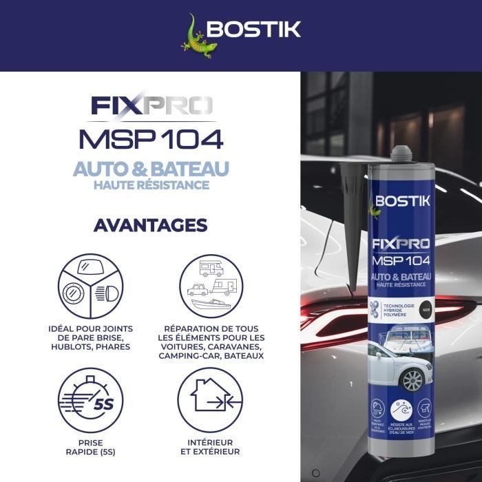 Car/Boat Sealant - BOSTIK - Fixpro MSP 104 - Adhesive and Sealant - Weather- and seawater-resistant - Black - 290 ml