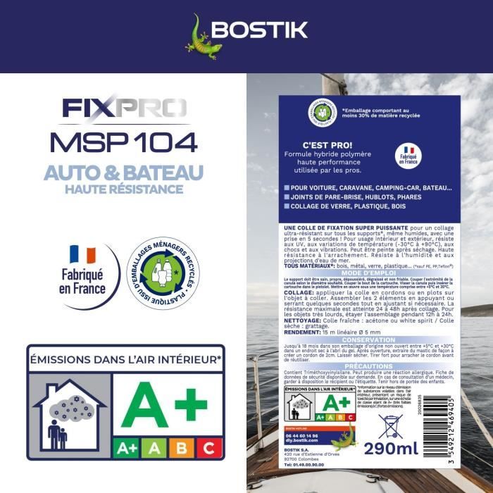 Car/Boat Sealant - BOSTIK - Fixpro MSP 104 - Adhesive and Sealant - Weather- and seawater-resistant - Black - 290 ml