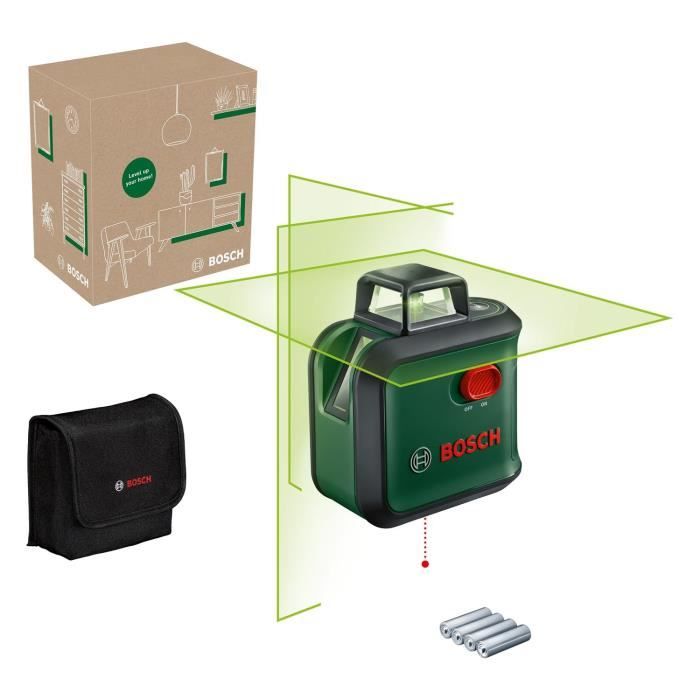 Bosch AdvancedLevel 360 Line Laser (3 laser lines with 360° laser for alignment throughout a room, in box)