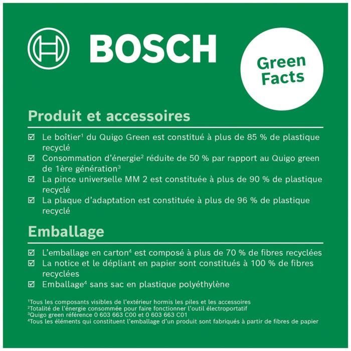 Bosch Line Laser - Quigo Green (Supplied with 2 batteries, 1 MM2 universal clamp and 1 mounting adapter)