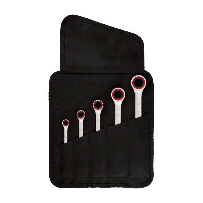Set of 5 ratchet combination wrenches