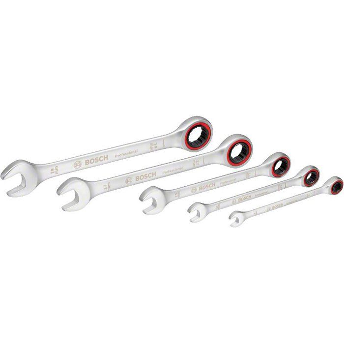 Set of 5 ratchet combination wrenches