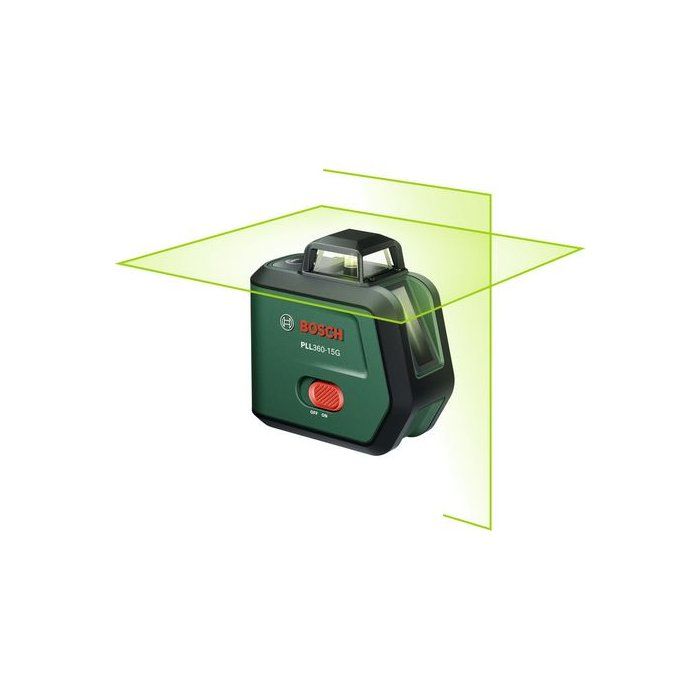 BOSCH Line Lasers - PLL 360-15G - Includes a user manual, protective case, and Li-ion battery