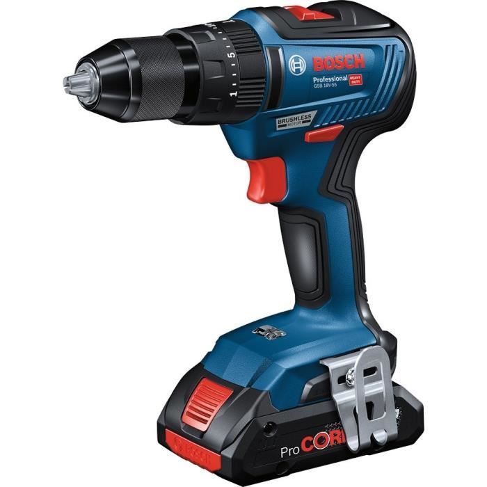 Kit 2 Tools with shock/wireless bolter GDX 18V-200 + drill-drilling with percussion GSB 18V-55 2x4.0Ah Gal 18v-40 L-Case