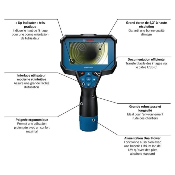 Bosch Professional GIC 12V-4-23 C inspection camera, battery operated - 0601241500