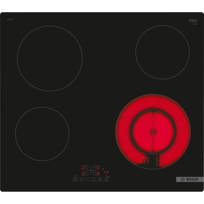 Vitro table 60cm Bosch - PKF611BB8E - Type of command: At the front - Design: without frame - Double zone - Black