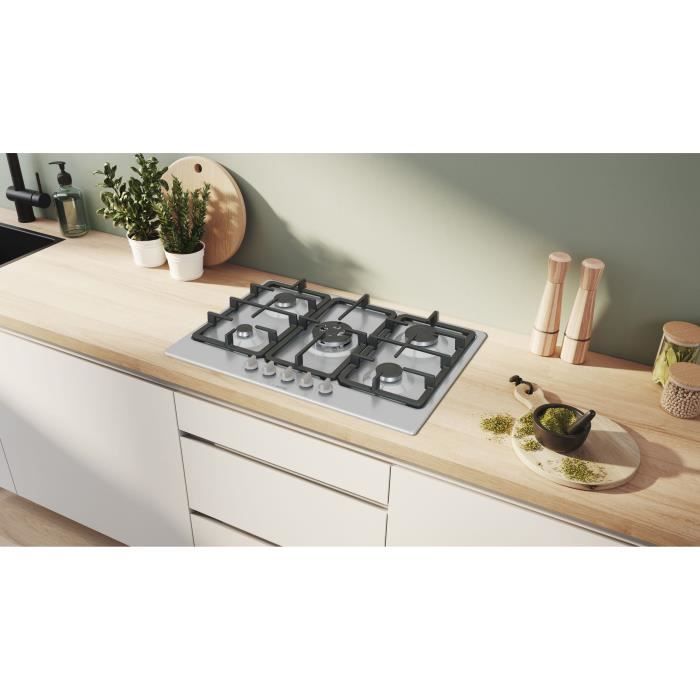 Gas hob - BOSCH Series 4 - 5 burners - 52 x 75 x 4.5 cm - PGQ7B5K90 - Stainless steel