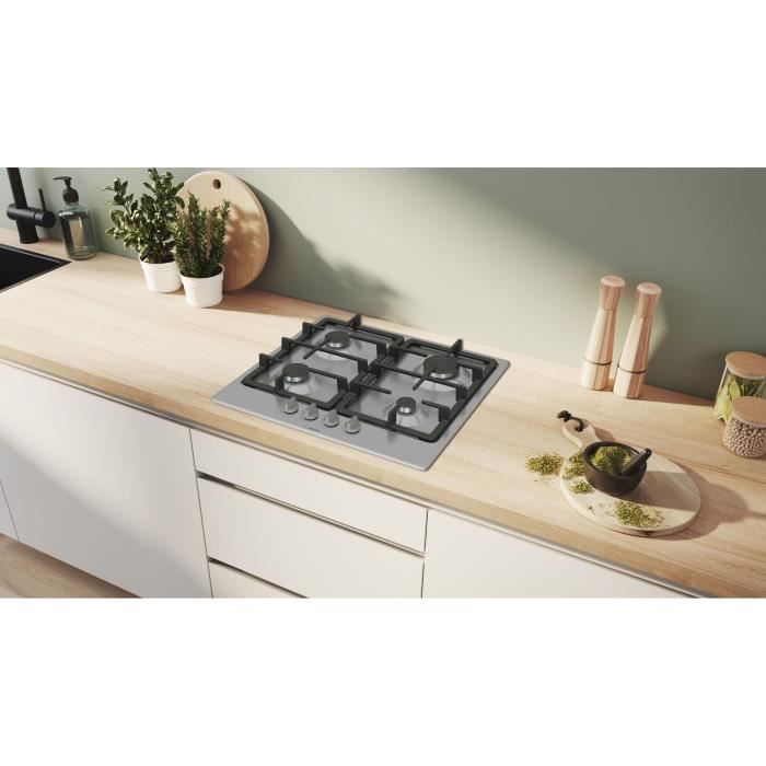 Gas hob - BOSCH Series 4 - 4 burners - 52 x 58.2 x 4.5 cm - PGP6B5K90 - Stainless steel