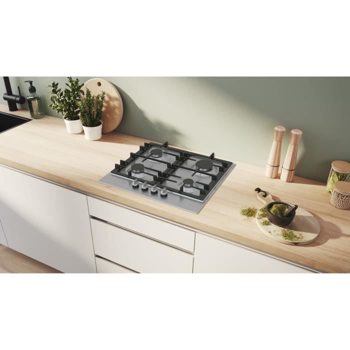 Gas hob - BOSCH Series 6 - 4 burners - 52 x 58.2 x 4.5 cm - PCP6A5I90 - Stainless steel