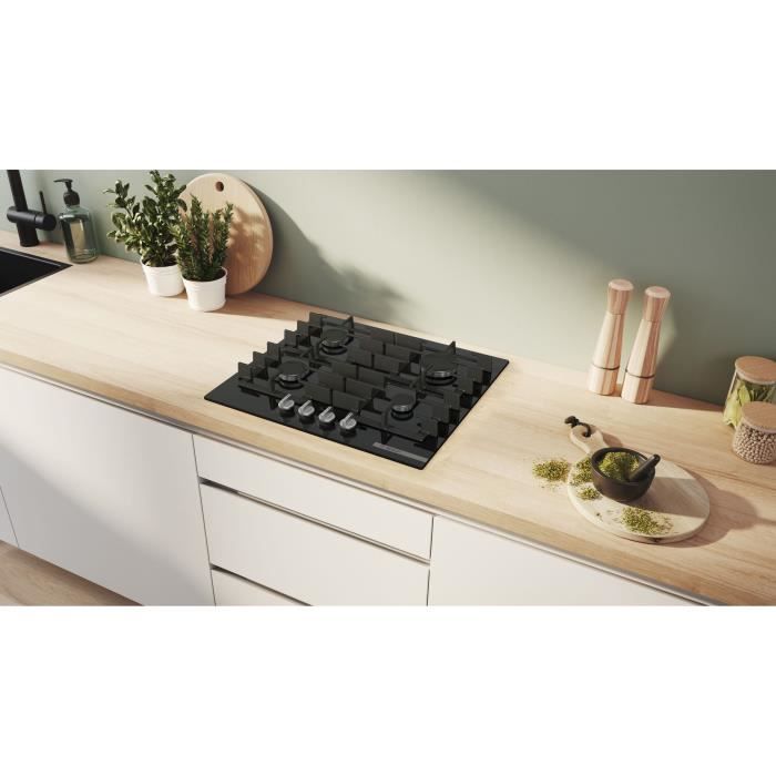 Gas hob - BOSCH Series 6 - 4 burners - 52 x 59 x 4.5 cm - PPP6A6I40 - Black