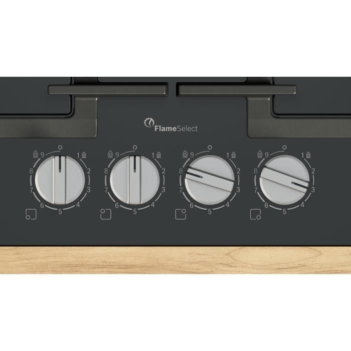 Gas hob - BOSCH Series 6 - 4 burners - 52 x 59 x 4.5 cm - PPP6A6I40 - Black