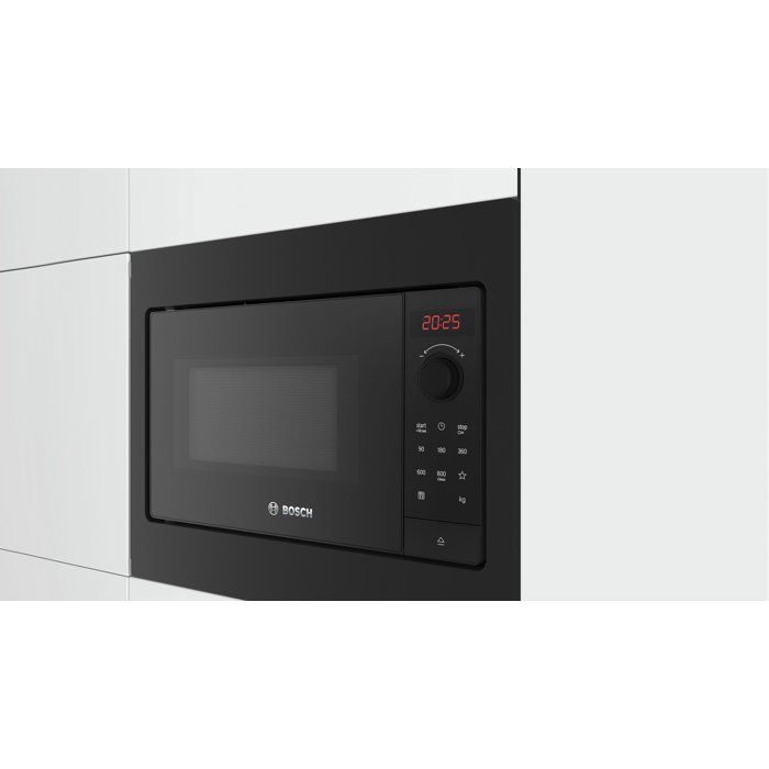 38 cm Built-in Microwave Oven - Bosch Series 2 - BFL523MB4 - Black - H 38.2 x W 49.5 x D 33.5 cm - 800 W - red display