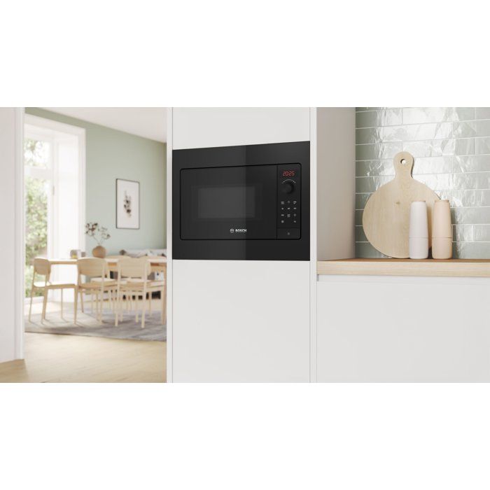 38 cm Built-in Microwave Oven - Bosch Series 2 - BFL523MB4 - Black - H 38.2 x W 49.5 x D 33.5 cm - 800 W - red display