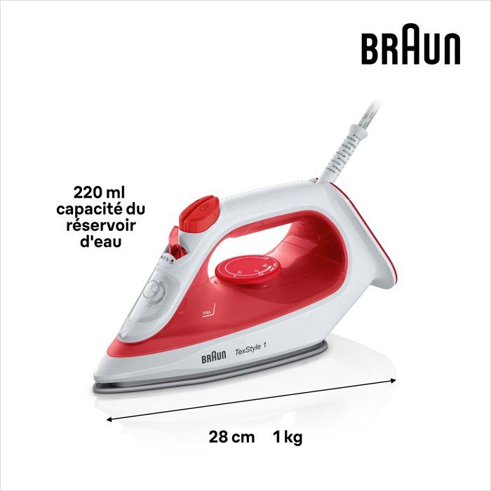 Fer vapeur - BRAUN - SI1019RD - Anti-calcaire - Débit vapeur 25 g/min