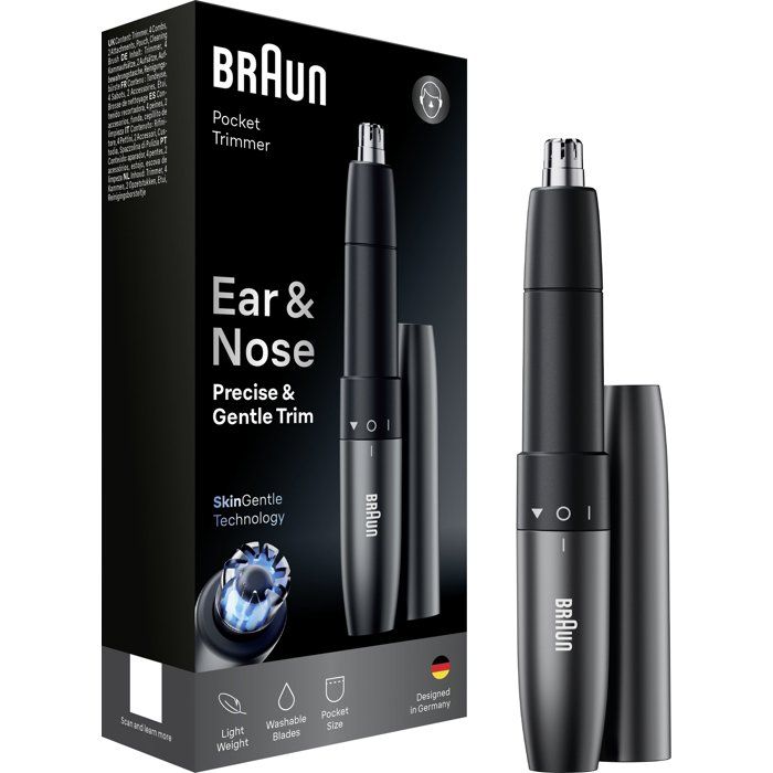 Nose and Ear Trimmer - BRAUN - EN20 - SkinGentle Technology - Washable Blades - Ergonomic