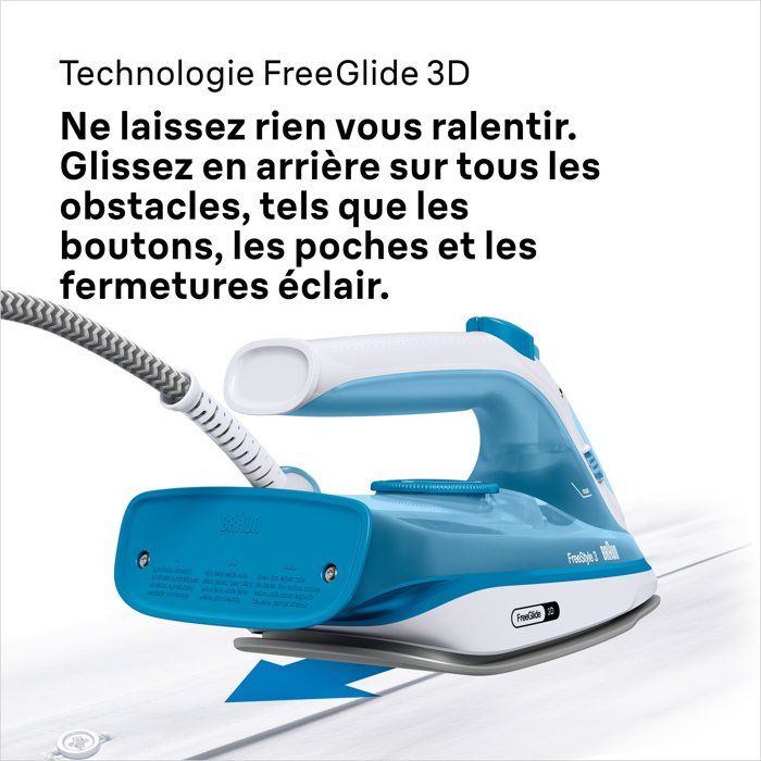 BRAUN FI3144 BL FreeStyle 3 steam iron - Power 2400 W - SuperCeramic soleplate - 270 ml water tank - Constant steam 45 g/min