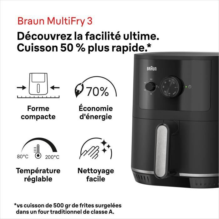 Air Fryer - BRAUN - MultiFry 3 - 1500 W - 4.3 L - Black