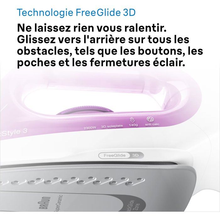 Steam iron SI3030PU - Texstyle - Anti -Tarte system - Steam flow 45g/min