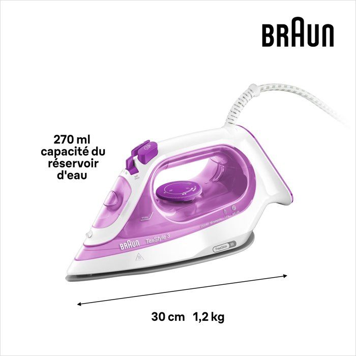 Steam iron SI3030PU - Texstyle - Anti -Tarte system - Steam flow 45g/min