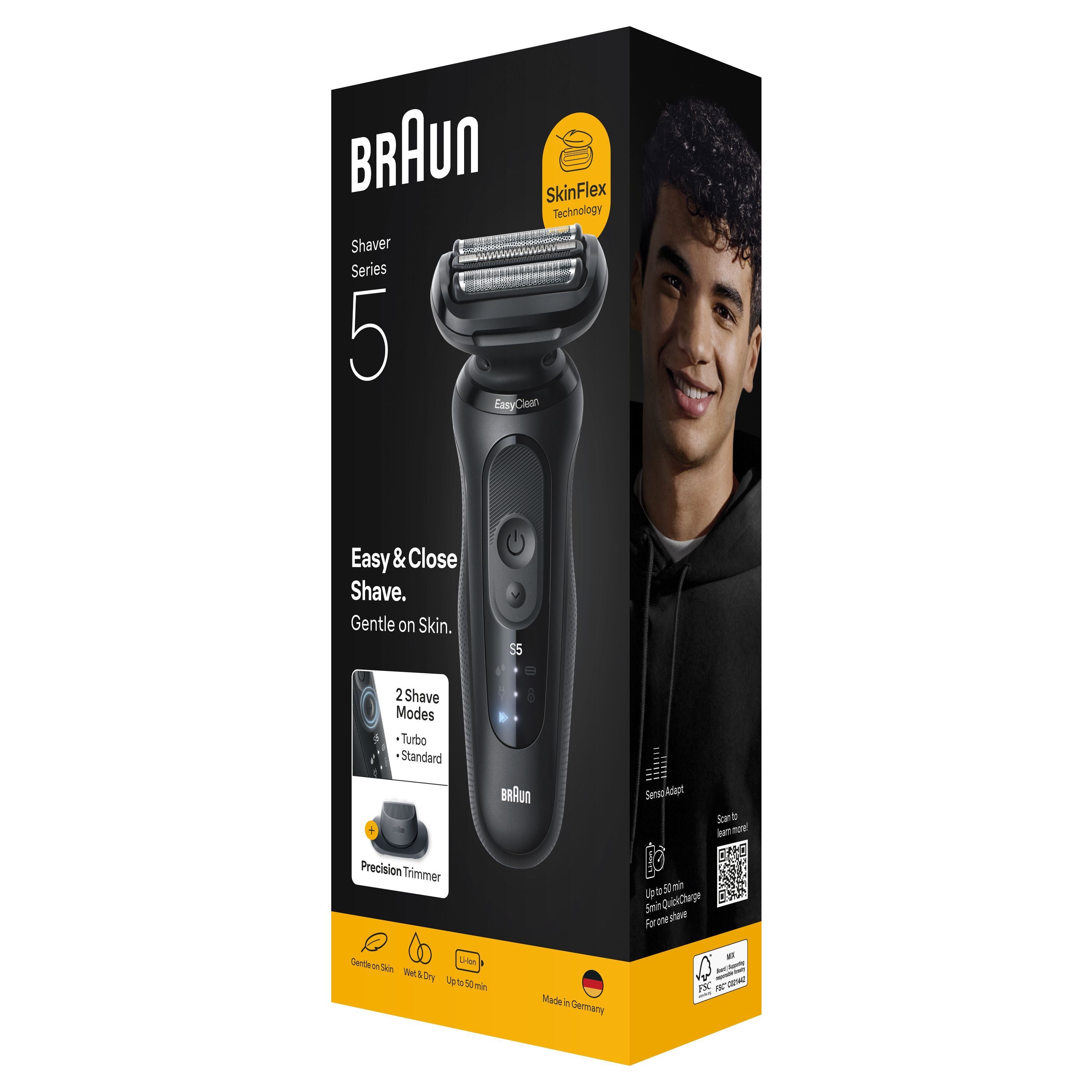Rasoir électrique BRAUN Series 5 - Noir - Autonomie 50 minutes - Charge rapide 5 minutes