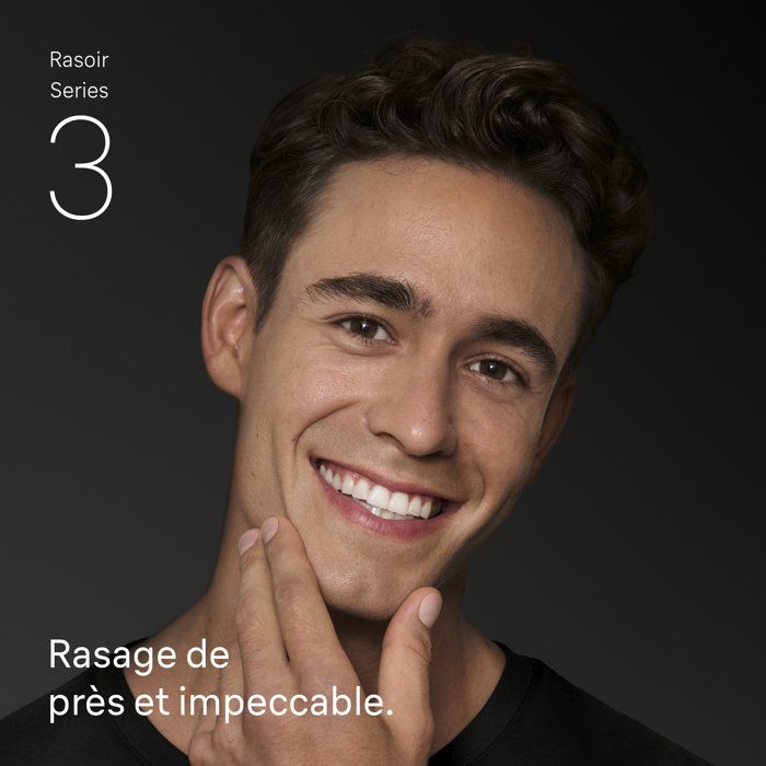 Rasoir électrique BRAUN Series 3 - Bleu et noir - Autonomie 30 minutes - Charge rapide 5 minutes