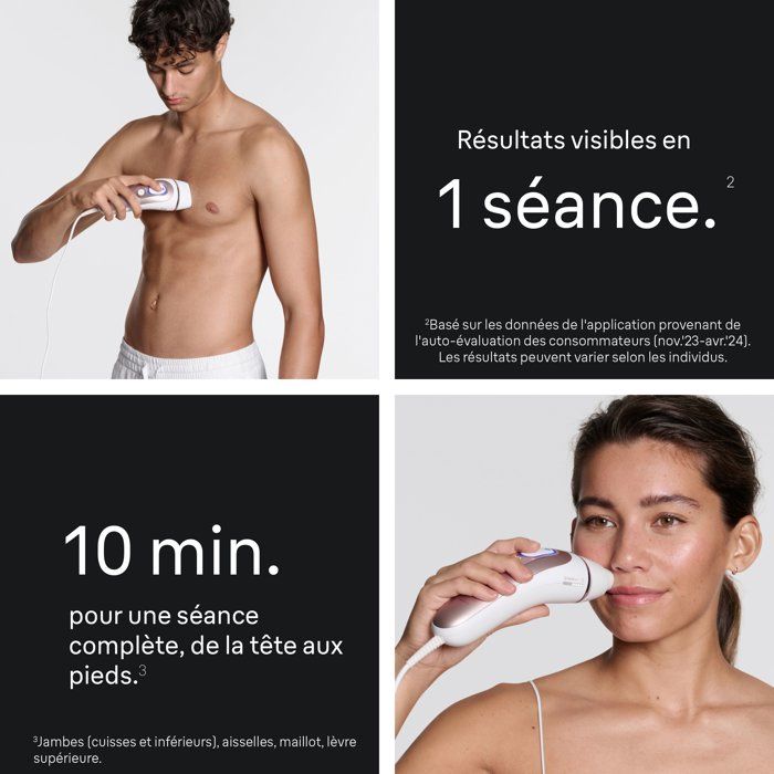 Épilateur a lumiere pulsée - BRAUN - Skin i-expert PL7431 - IPL - Capteur SkinProtect - Blanc et Rose gold