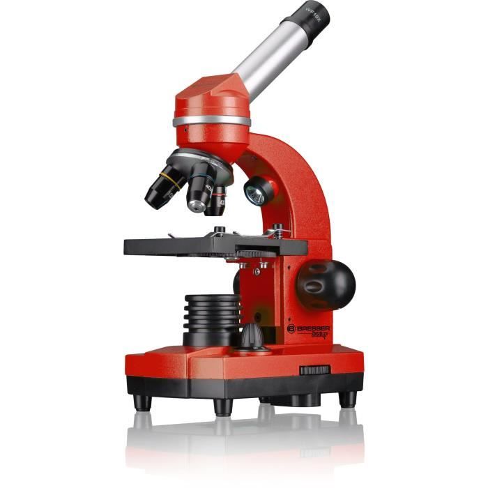 BIOLUX SEL - BRESSER JUNIOR student microscope - 40x-1600x magnification - experiment kit - red