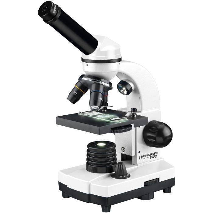 Biolux SEL microscope with zoom system - BRESSER JUNIOR - 40x-1600x magnification - smartphone holder - white hard case