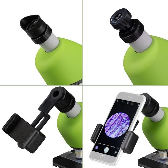 Microscope 40x-640x - BRESSER JUNIOR - LED lighting - experiment kit - green