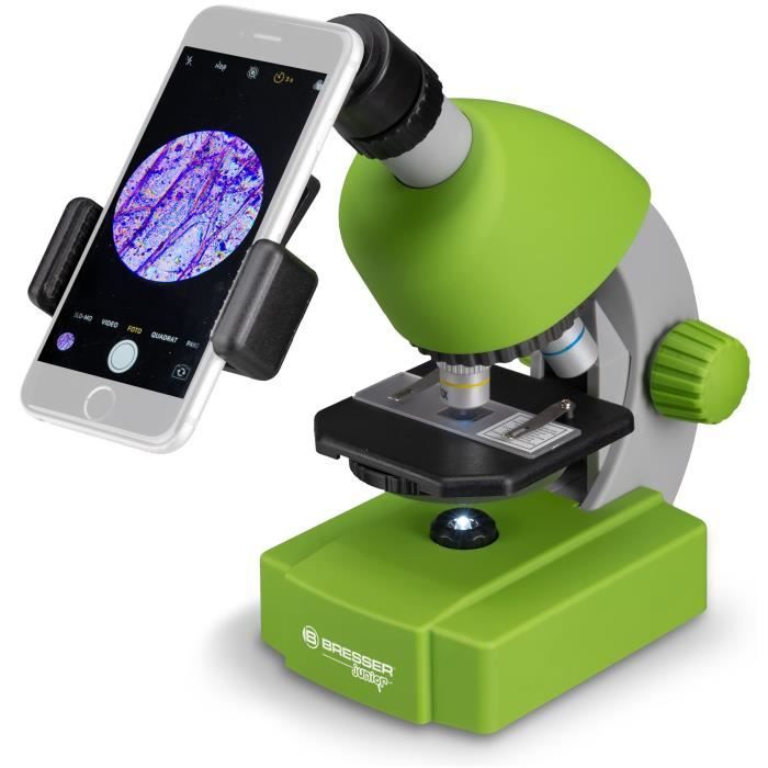 Microscope 40x-640x - BRESSER JUNIOR - LED lighting - experiment kit - green