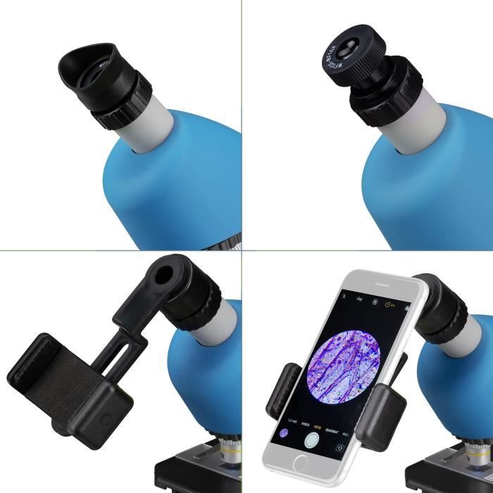 Microscope 40x-640x - BRESSER JUNIOR - LED lighting - experiment kit - blue