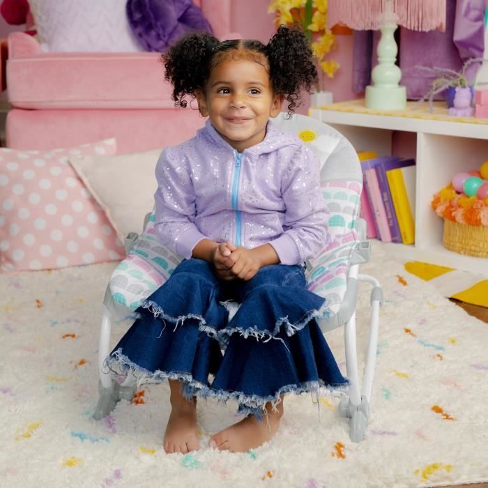 BRIGHT STARTS Rosy Rainbow evolving rocker, soothing vibrations, 2 recline positions, up to 36 months