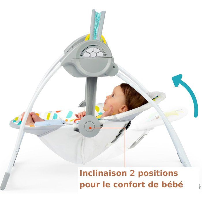 BRIGHT STARTS Playful Paradise portable baby swing, compact and automatic with music, from birth