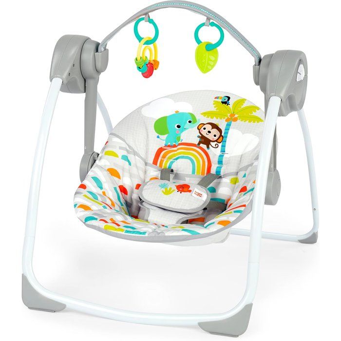 BRIGHT STARTS Playful Paradise portable baby swing, compact and automatic with music, from birth