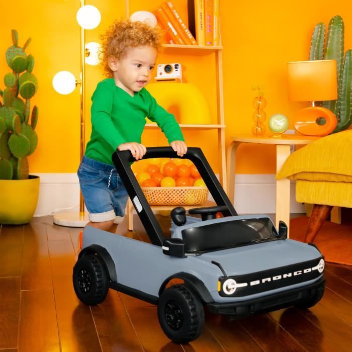 BRIGHT STARTS Ford Bronco 4-in-1 Walker and Activity Center, Interactive and Removable Steering Wheel Toy, Gray, Ages 6 Months and Up