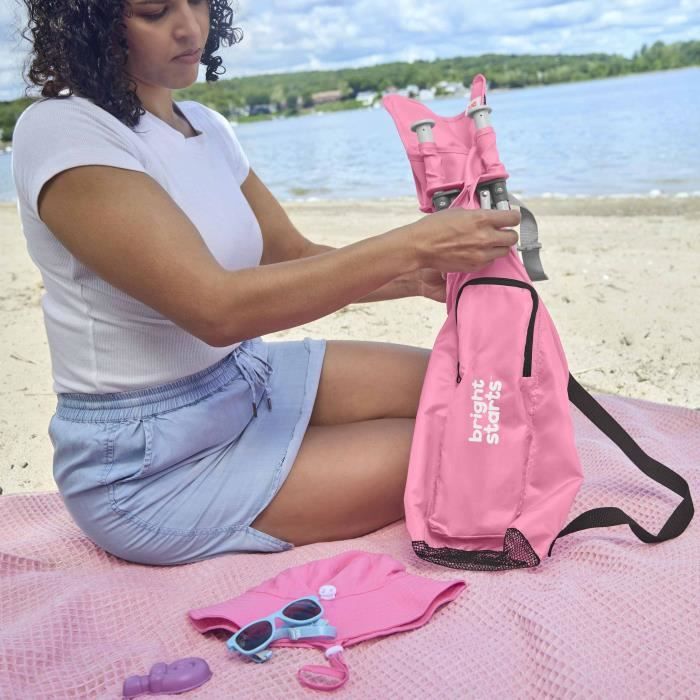 BRIGHT STARS Booster Seat, Green, Foldable, Portable, Travel, Lightweight and Easy to Clean, Carry Bag Included