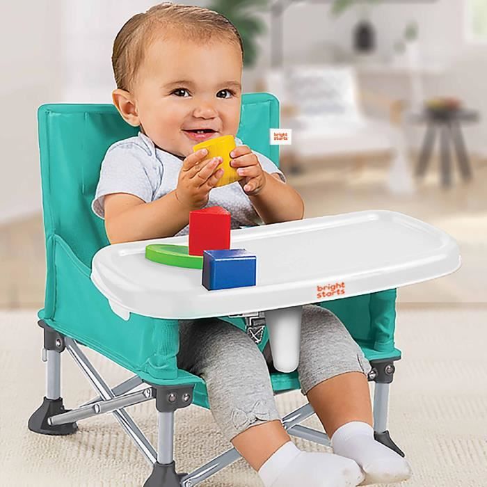 BRIGHT STARS Girls' Booster Seat, Pink, Foldable, Portable, Travel, Lightweight and Easy to Clean, Carry Bag Included