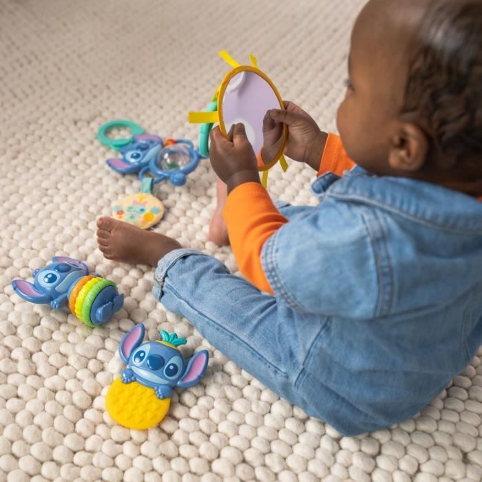 DISNEY BABY - STITCH - Birth Gift Set - 4 newborn toys, Rattle, Teething ring, Multi-sensory toys