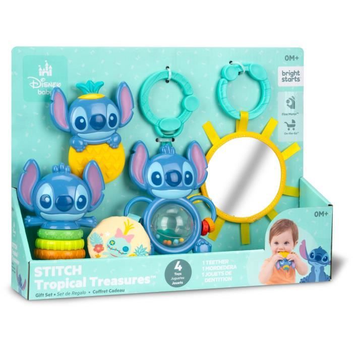 DISNEY BABY - STITCH - Birth Gift Set - 4 newborn toys, Rattle, Teething ring, Multi-sensory toys