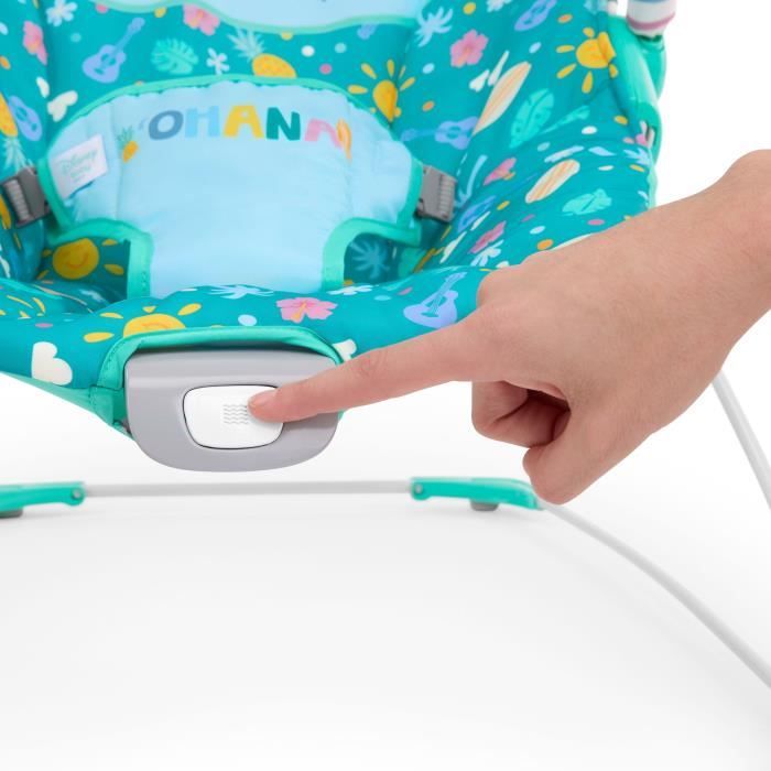 DISNEY BABY - STITCH - Baby bouncer, Arch with removable developmental toys, Soothing vibrations, suitable from 0 to 6 months