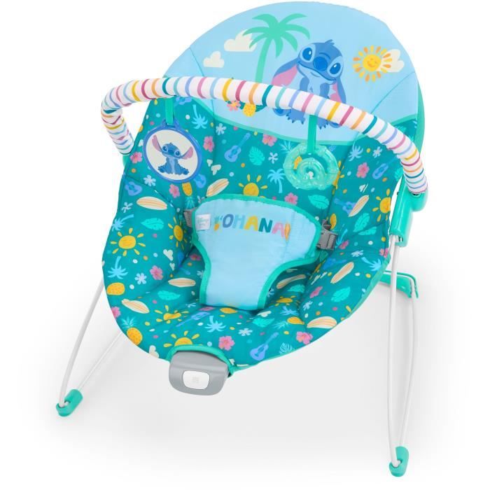 DISNEY BABY - STITCH - Baby bouncer, Arch with removable developmental toys, Soothing vibrations, suitable from 0 to 6 months